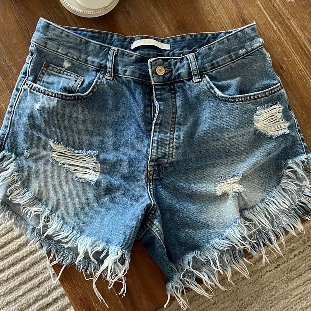 Zara High Waisted Jean Shorts